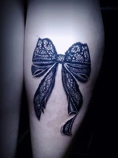 个性十足的蝴蝶结纹身蕾丝纹身蚌埠