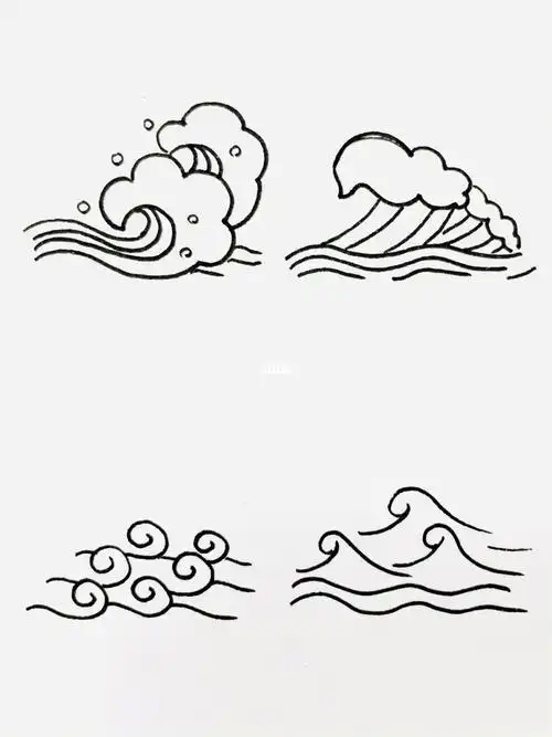 卡通简笔画水浪