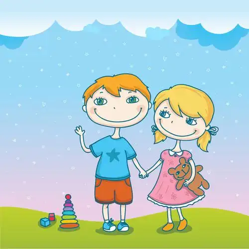 一对好朋友插画