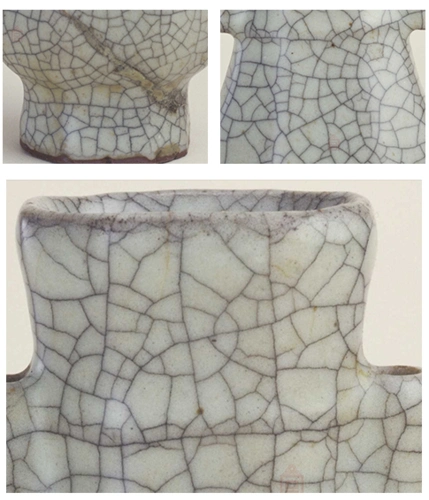 哥窑八方贯耳扁瓶