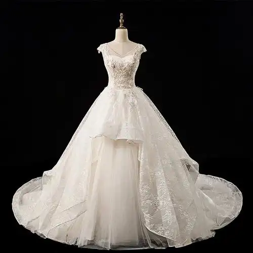 外贸婚纱礼服2022新款新娘仙气赫本星空显瘦长拖尾 跨境货源供应