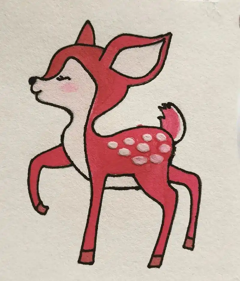 临摹@简笔画大全(小红书) #小鹿#可爱#简笔画 - 抖音