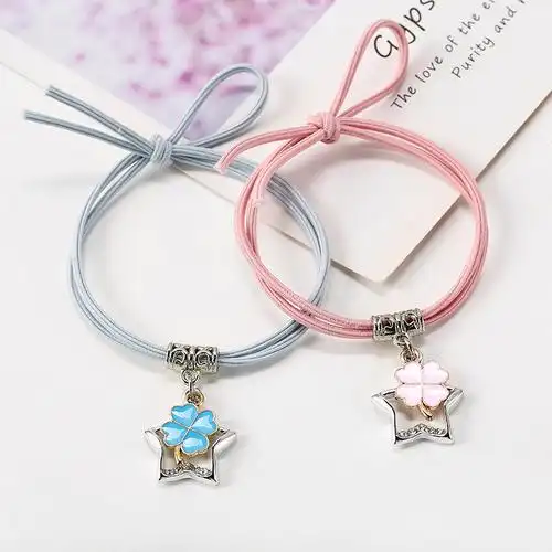 简约情侣手链ins森系皮筋手环两用学生闺蜜手链