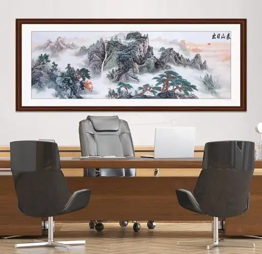 办公室挂山水画有讲究办公室适合挂什么山水画找一涵纯手绣山水挂画