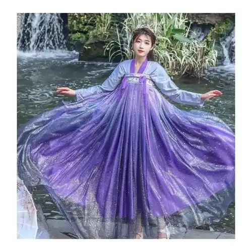 冬日汉服北极星汉服女新款山海星空系列小紫齐胸襦裙古装日常仙气