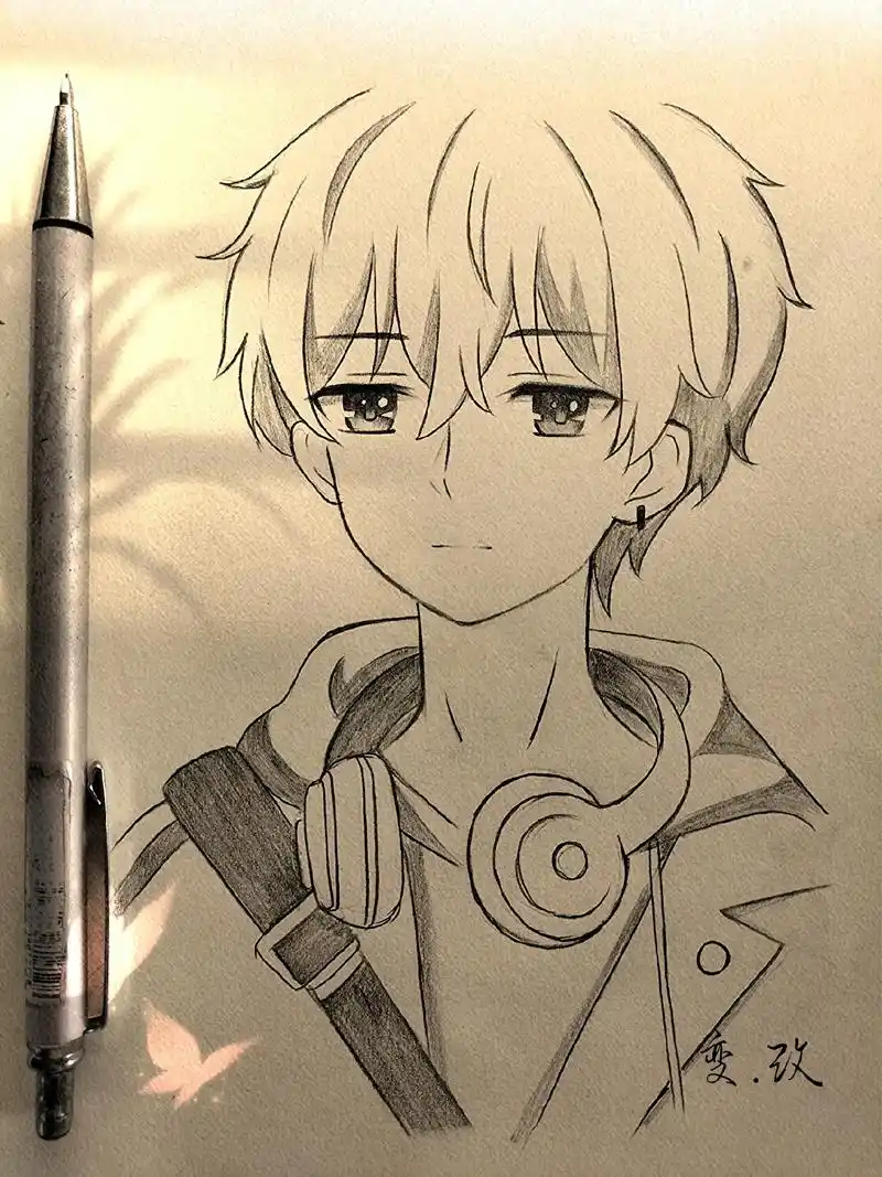 男生绘画过程图@小明绘 小号#临摹 #手绘 #动漫人物绘画 - 抖音