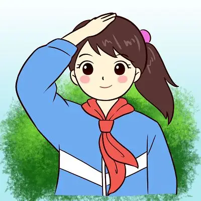 卡通小女孩手绘班干部小学生