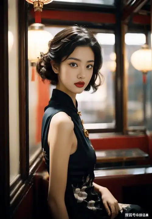 高清美女壁纸:电影质感画面,黑色绣花旗袍的女神风采_身材_民国_秀发