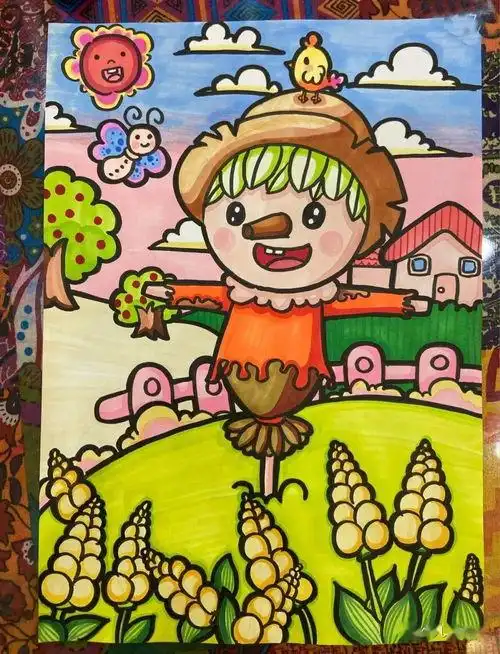 描写秋天的图画儿童画描写秋天的儿童画简单的