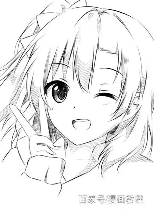 教你画一个剪刀手萌妹子漫画,学会给你的女票也一幅吧动漫人物的手