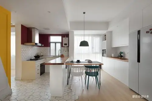 简白北欧餐厅厨房一体设计 – 设计本装修效果图