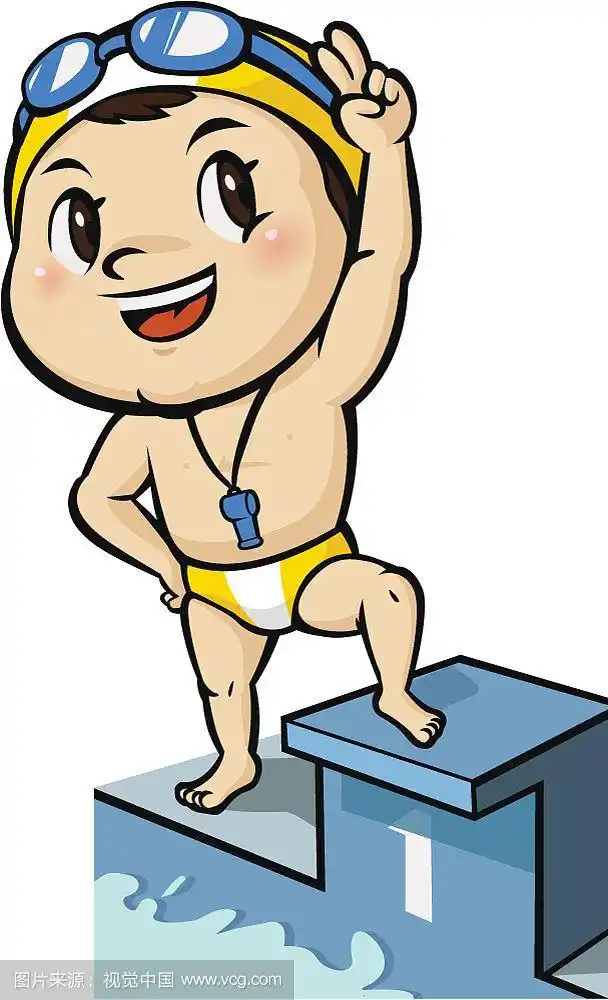 男孩游泳,矢量插图