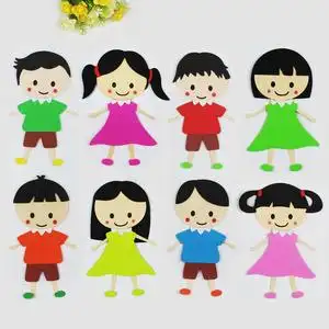 幼儿园小学黑教室环境板报布置装饰材料可爱男孩女孩人物贴 4片装