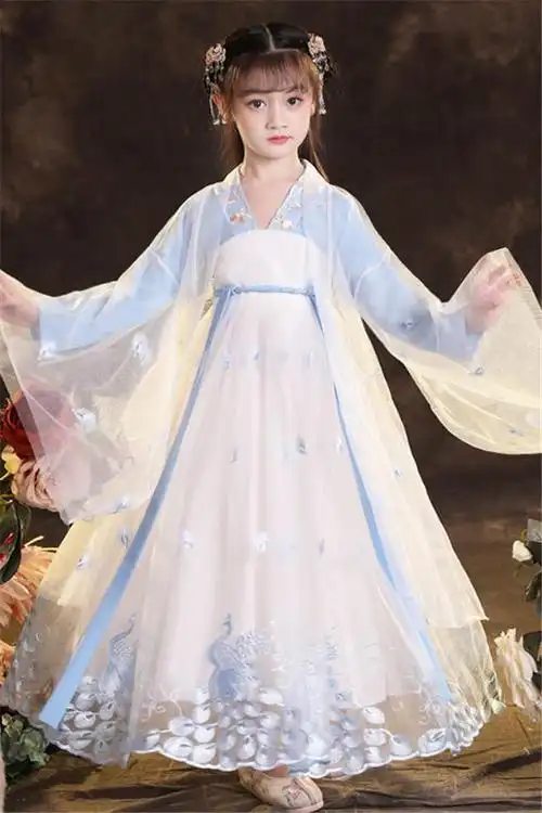 儿童汉服夏装超仙古风樱花唐装中国风连衣裙女童公主襦裙古装秋春