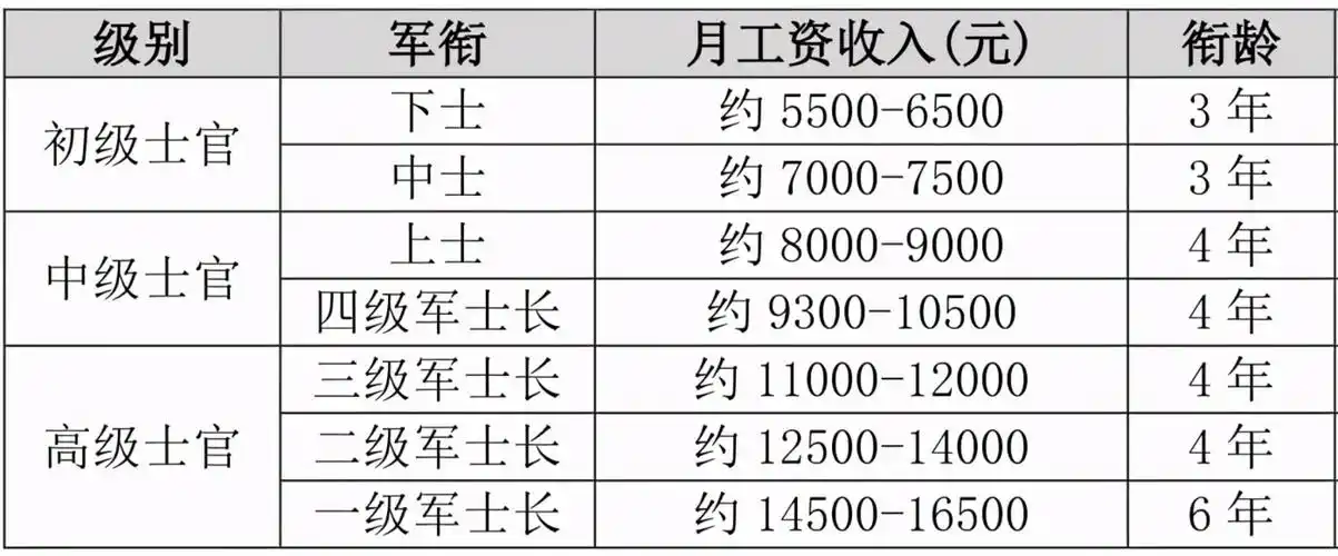 士官除了定期领取工资,按规定享受五险一金之外,还可以享受军人的各种