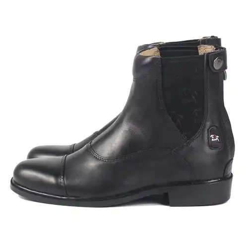 马靴新款拉链头层牛皮骑马短靴男女马术logo骑士马靴