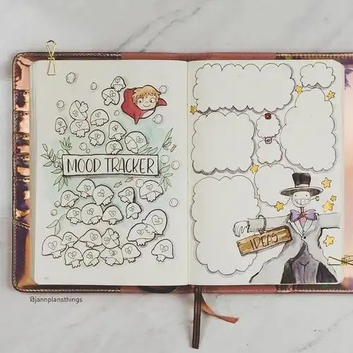 可爱女生的手绘手账本会画画会让人羡慕真好看呀