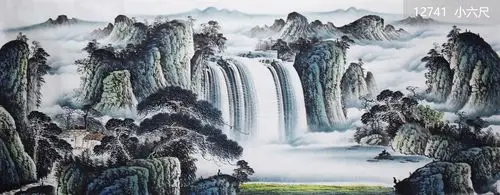 李老师2小六尺山水_聚宝盆_夏景_山水_国画_装饰作品_园圆堂