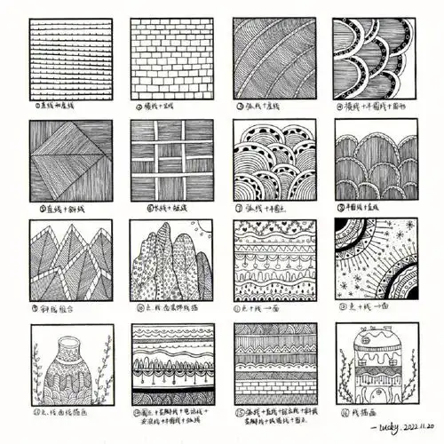 基础线条零基础学画画点线面组合绘画