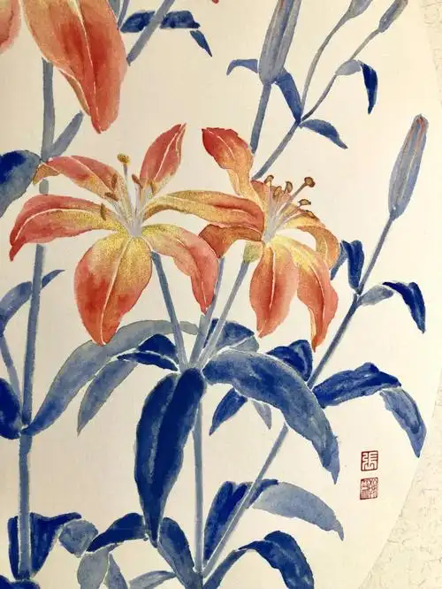 最近有一点沉迷bulingbuling#没骨画  #国画  #萱草花 #寻找小红书