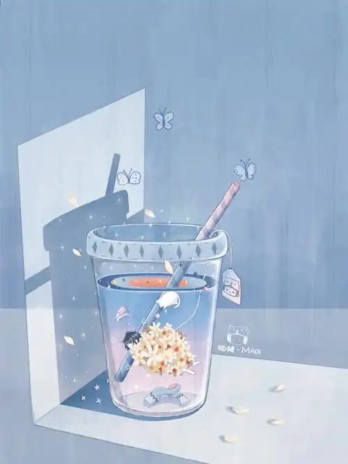 蓝色治愈系背景图源:猫矮-maoi - 堆糖,美图壁纸兴趣社区