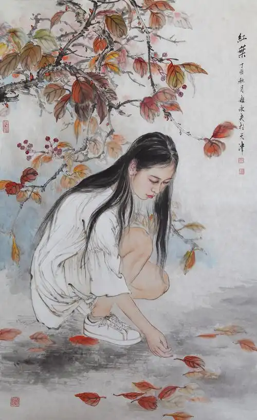 60x97cm《思》60x97cm作品欣赏:出版有中国画技法丛书《中国古代仕女