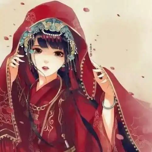 唯美古风新娘子插画图片中国传统古风女子新娘婚纱插画美图