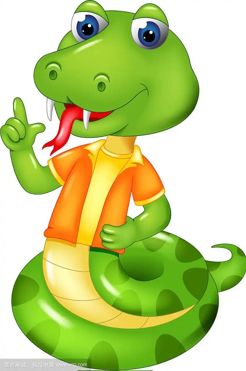 可爱的蛇卡通与微笑