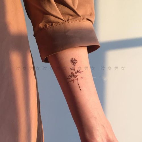 玫瑰花纹身贴ins防水持久性感手腕线条个性少女花朵刺青遮盖