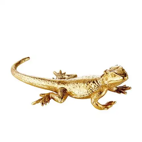 现代软装家具家居摆件金属蜥蜴动物欧式金色摆件