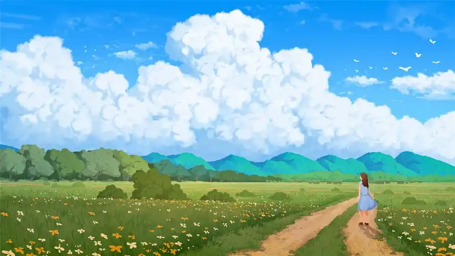 小清新二次元手绘高清桌面壁纸_卡通动漫_壁纸下载_美桌网