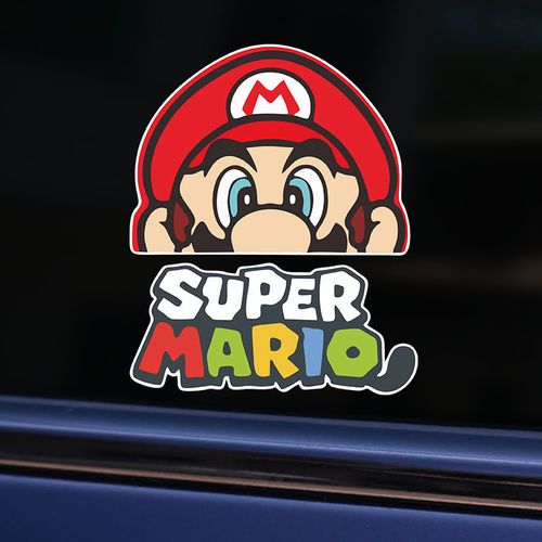 超级玛丽马里奥创意可爱游戏汽车贴纸摩托车电动车反光划痕遮挡贴