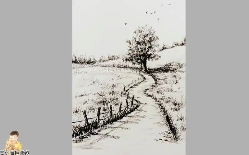 素描教程教你画田园风格乡村风景黄金比例要利用注意透视远近关系细节