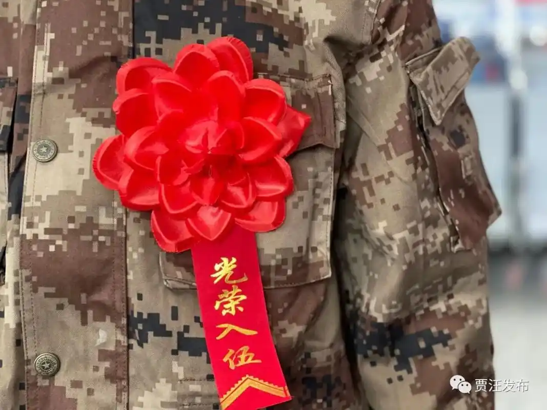 奔赴火热的军营向着军旅梦出发他们意气风发身穿新军装,胸佩大红花