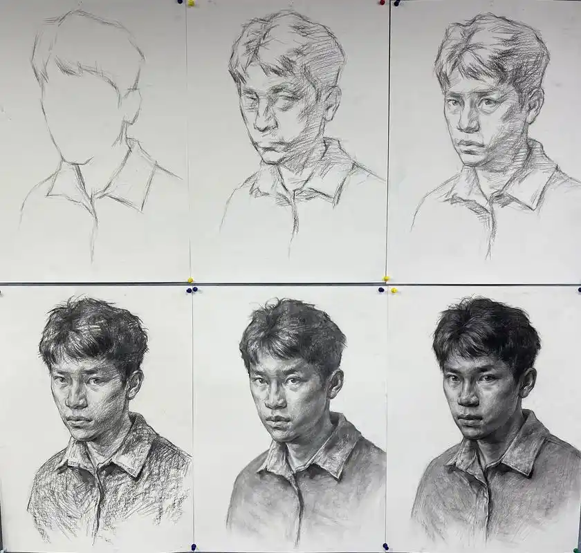 素描头像写生步骤图#素描头像