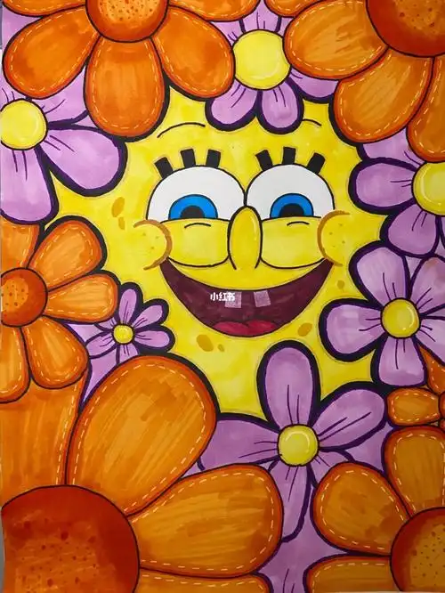 马克笔临摹海绵宝宝儿童画新手