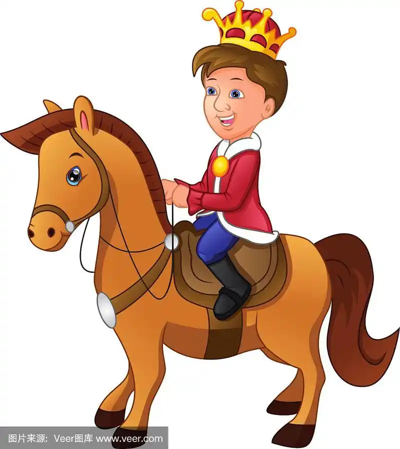 可爱的卡通王子骑着马