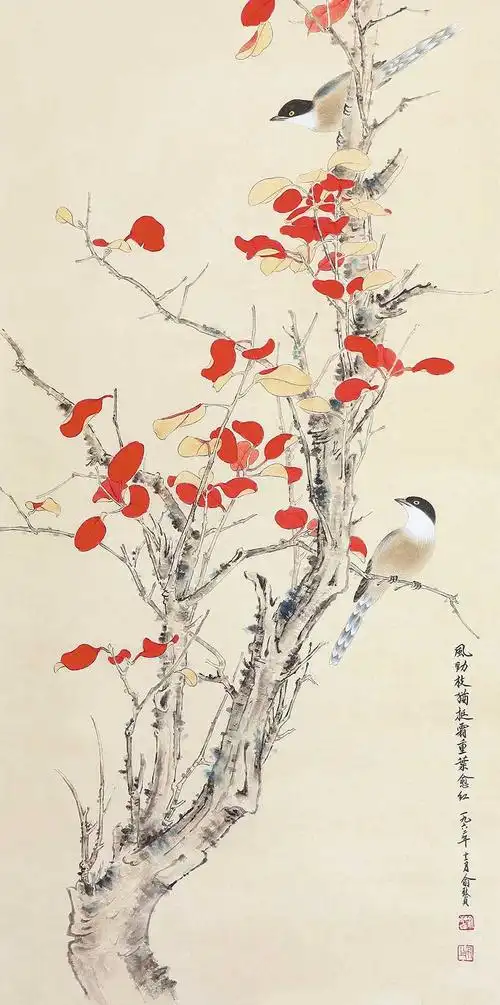 壁画_背景墙_xt12972中式玄关花鸟红杏花_壁画图库_壁画图片_背景墙