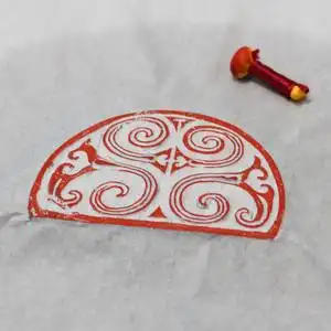 纯手工拓片战国半圆瓦当原砖原拓祥云纹朱拓墨拓收藏家居艺术品