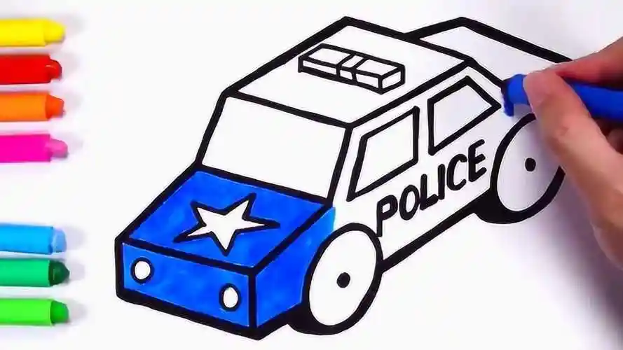 儿童简笔画漂亮的警车画画