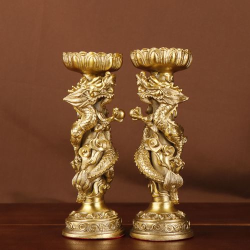 杨铜记  铜双龙烛台 铜烛台家用铜烛台摆件厂家批发 纯铜龙烛台