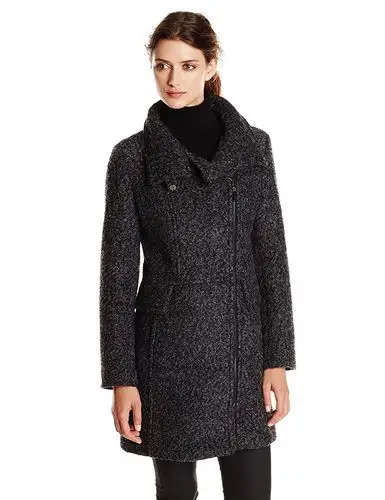 london fog 伦敦雾 女士 羊毛混纺材质 外套 炭黑色 中号