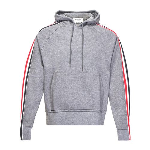 汤姆 布朗(thom browne)男士灰色棉质侧边条纹连帽卫衣mjt224a06