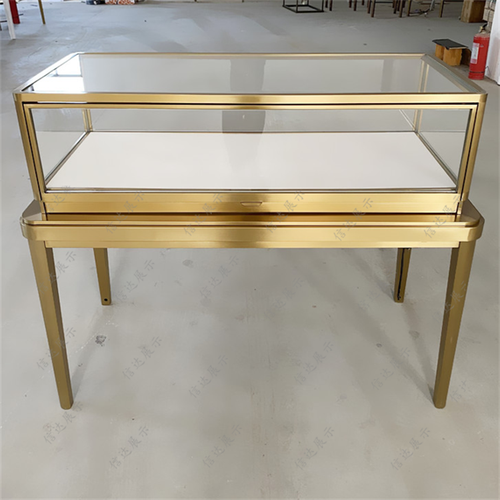 金色珠宝柜台不锈钢圆角翡翠展示柜黄金奢侈品玻璃展柜北京定制