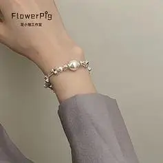 时尚小众设计款简约碎银珍珠手链ins女生串珠手饰碎银子珍珠手链