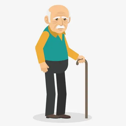 矢量拄拐杖的老爷爷