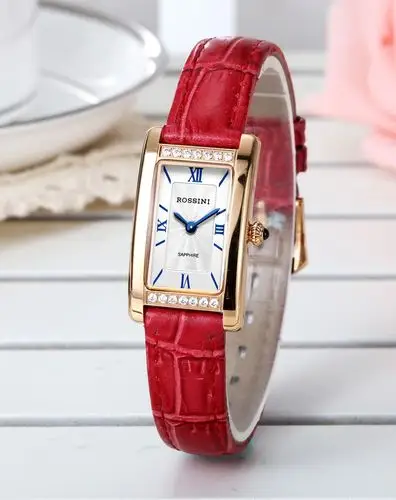罗西尼rossini女士手表专场 罗西尼 正品方形石英女表真皮表带116418