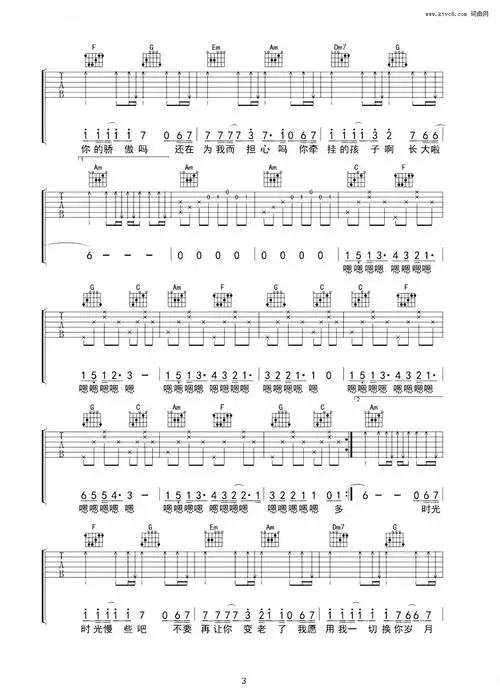 23:07:31更新的吉他简谱;父亲吉他谱