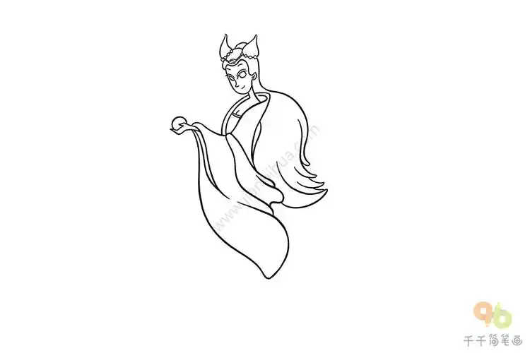 妲己简笔画步骤图_古代人物简笔画