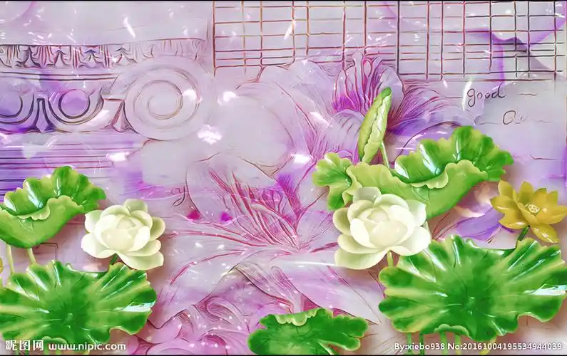 玉雕莲花玉石背景墙图片